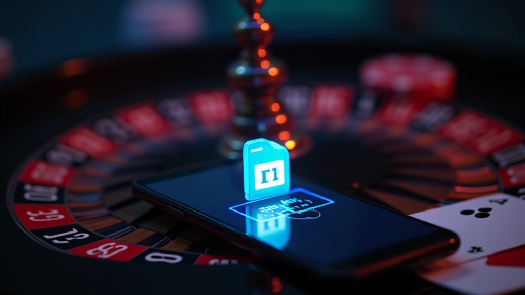 Telefon z plikiem APK w kasynowym, ciemnym otoczeniu