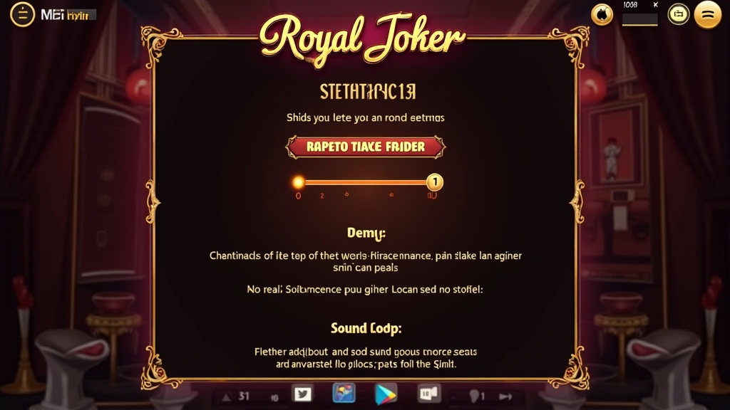 Panel ustawień demo Royal Joker z autoplay i regulacją stawki
